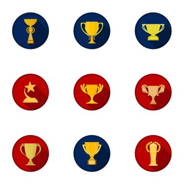Kazanan Kupası karikatür tarzı simgeleri ayarlayın. Kazanan Kupası vektör simge stok çizim büyük toplama