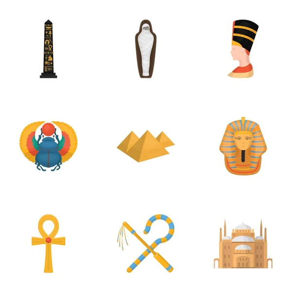 Das antike Ägypten setzte Symbole im Cartoon-Stil. große Sammlung alter ägyptischer Vektorsymbole — Stockvektor
