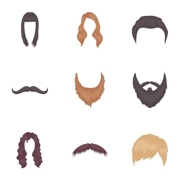 Barba establecer iconos en estilo de dibujos animados. Gran colección de la barba vector símbolo stock ilustración — Archivo Imágenes Vectoriales