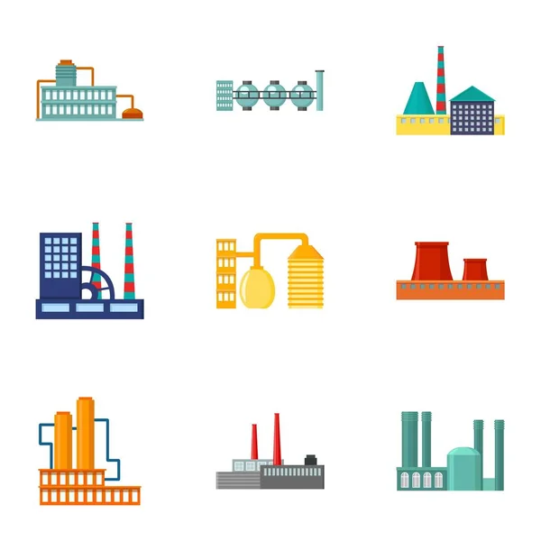 Ícones de conjunto de fábrica em estilo cartoon. Grande coleção de fábrica vetor símbolo estoque ilustração — Vetor de Stock