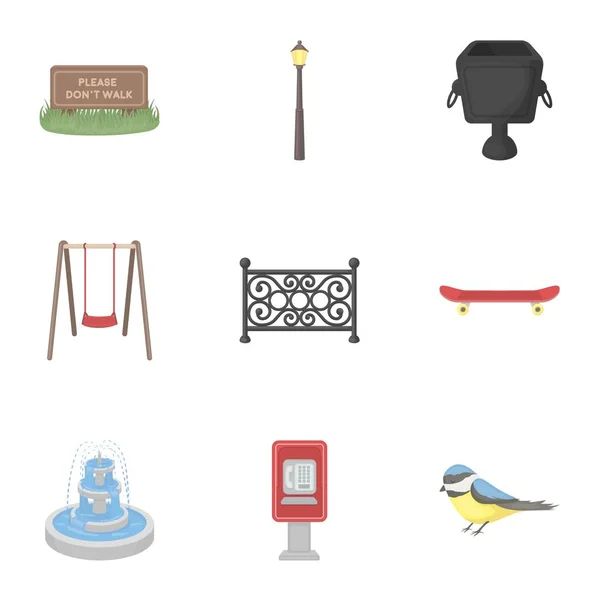 Parque conjunto de ícones em estilo cartoon. Grande coleção de parque vetor símbolo estoque ilustração — Vetor de Stock