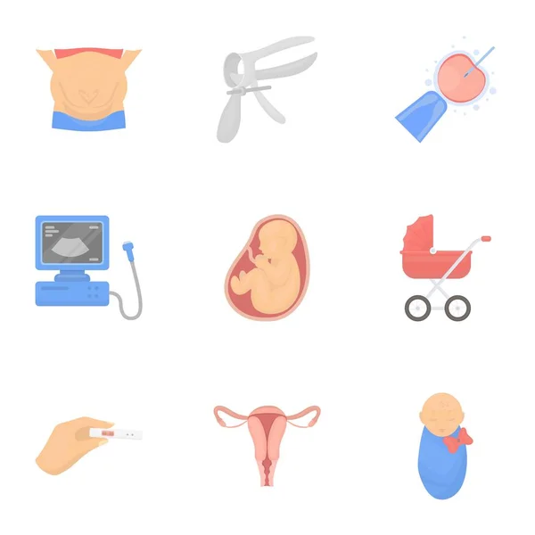 Graviditet som ikoner i tecknad stil. Stor samling av graviditet vektor symbol stock illustration — Stock vektor