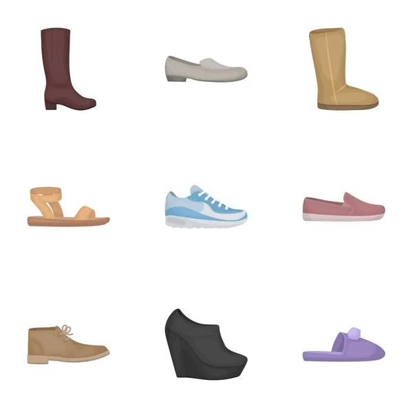 Schuhe setzen Symbole im Cartoon-Stil. große Sammlung von Schuhen Vektor Symbol Stock Illustration — Stockvektor