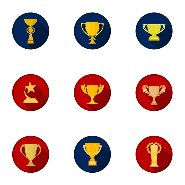Copa del ganador establece iconos en estilo de dibujos animados. Gran colección de la taza ganadora vector símbolo stock ilustración — Vector de stock