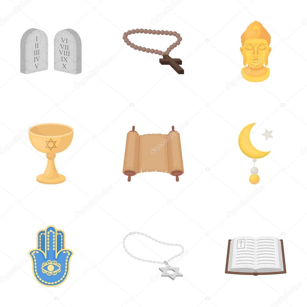 Religion set icons in cartoon style. Big collection of religion vector symbol stock