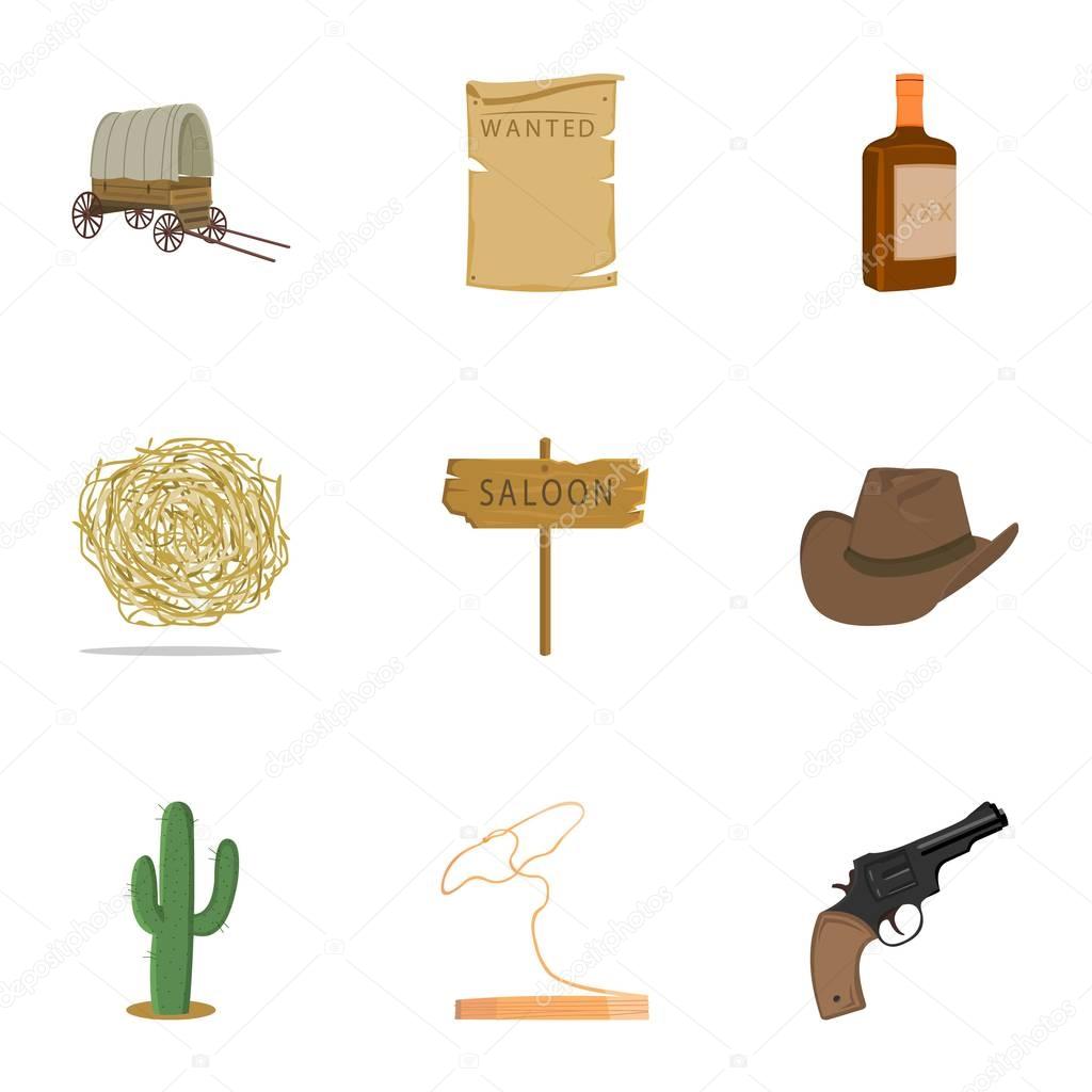 Wild west set icons in cartoon style. Big collection of wild west vector symbol stock