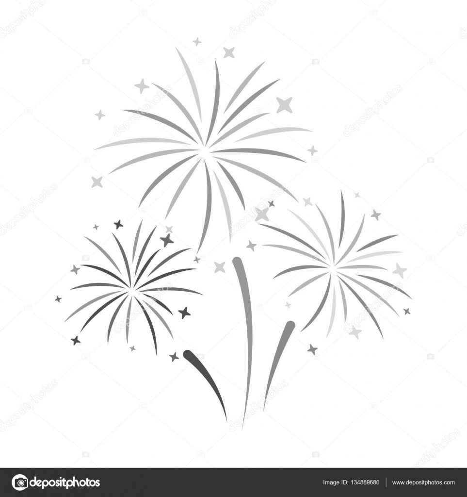 Icona di fuochi d artificio colorati in stile monocromatico isolato su priorit  bassa bianca