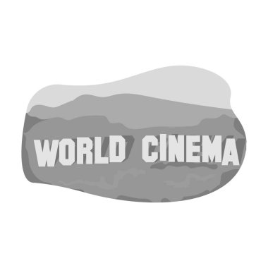 Dünya Sinema tek renkli stil beyaz arka plan üzerinde izole işareti simgesi. ABD ülke sembol stok vektör çizim.