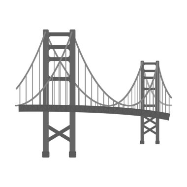 Golden Gate Köprüsü simgesi beyaz arka plan üzerinde izole tek renkli tarzı. ABD ülke sembol stok vektör çizim.