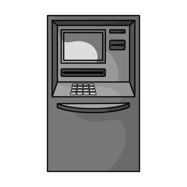 ATM simgesi beyaz arka plan üzerinde izole tek renkli tarzı. Para ve Finans sembol stok vektör çizim.