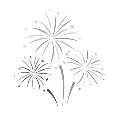 Tek renkli stil beyaz arka plan üzerinde izole renkli fireworks simgesini. Olay hizmeti sembol stok vektör çizim.
