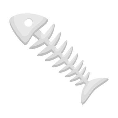 Balık iskelet simgesi beyaz arka plan üzerinde izole tek renkli tarzı. Çöp ve atık sembol stok vektör çizim.