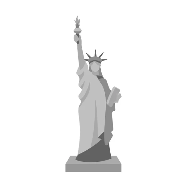 Estátua da Liberdade ícone em estilo monocromático isolado no fundo branco. EUA país símbolo estoque vetor ilustração . — Vetor de Stock