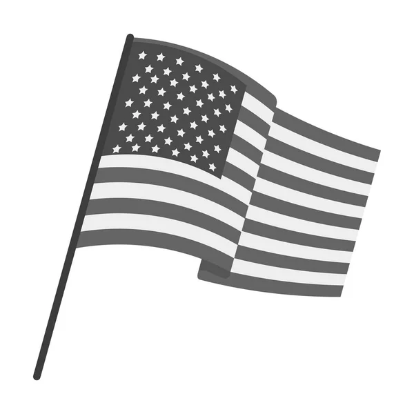 Flagge der Vereinigten Staaten Symbol in monochromen Stil isoliert auf weißem Hintergrund. USA Land Symbol Aktienvektor Illustration. — Stockvektor