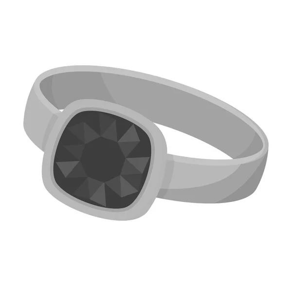 Ezüst gyűrű ikon elszigetelt fehér háttér, fekete-fehér stílusban. Ékszerek és kiegészítők szimbólum vektor stock illusztráció. — Stock Vector