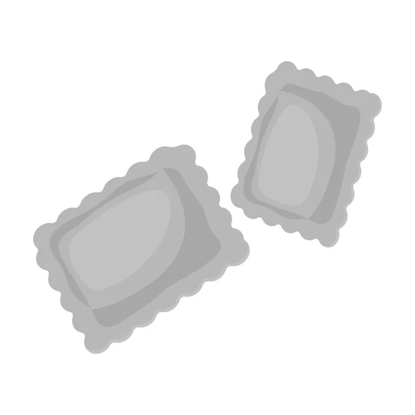 Icona Ravioli in stile monocromatico isolata su fondo bianco. Tipi di pasta simbolo brodo vettoriale illustrazione . — Vettoriale Stock