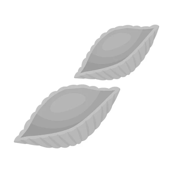 Conchiglie těstoviny ikona v monochromatickém stylu izolovaných na bílém pozadí. Typy symbolů akcií těstoviny vektorové ilustrace. — Stockový vektor