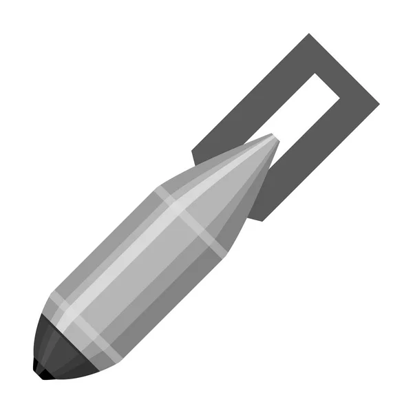 Εικονίδιο στρατιωτική εναέρια βόμβα σε μονόχρωμη στυλ που απομονώνονται σε λευκό φόντο. Στρατιωτικό και το στρατό εικονογράφηση διάνυσμα απόθεμα σύμβολο — Διανυσματικό Αρχείο