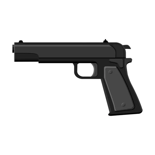 Ícone de pistola militar em estilo monocromático isolado no fundo branco. Ilustração de vetor de estoque de símbolo militar e exército — Vetor de Stock