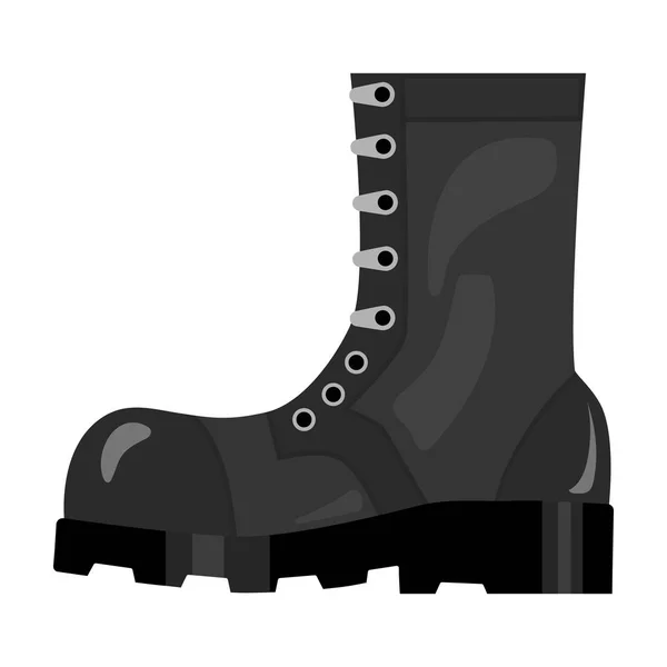 Army combat boots icon in monochrome style isolated on white background. Military and army symbol stock vector illustration — Stock Vector