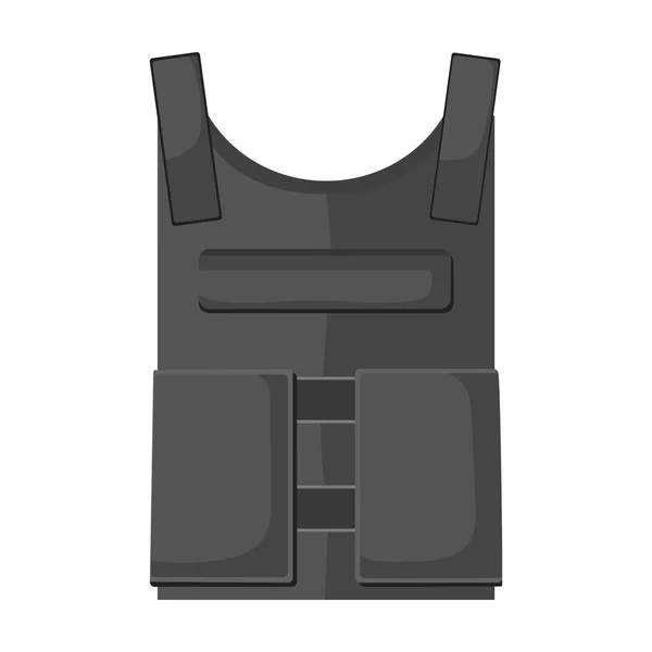 Army bulletproof vest icon in monochrome style isolated on white background. Military and army symbol stock vector illustration — Stock Vector