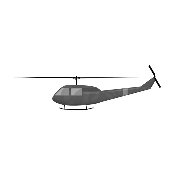 Icône d'hélicoptère militaire de style monochrome isolé sur fond blanc. Illustration vectorielle du symbole militaire et militaire — Image vectorielle