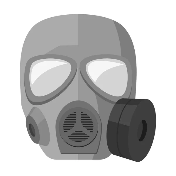 Leger gasmasker pictogram in zwart-wit stijl geïsoleerd op een witte achtergrond. Leger en leger symbool voorraad vectorillustratie — Stockvector