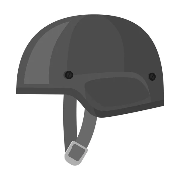 Leger helm pictogram in zwart-wit stijl geïsoleerd op een witte achtergrond. Leger en leger symbool voorraad vectorillustratie — Stockvector