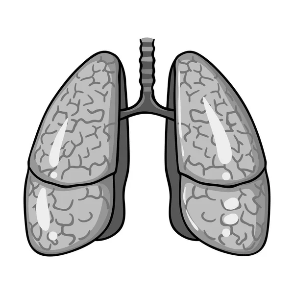 Icono de pulmones humanos en estilo monocromo aislado sobre fondo blanco. Organos humanos símbolo stock vector ilustración . — Vector de stock