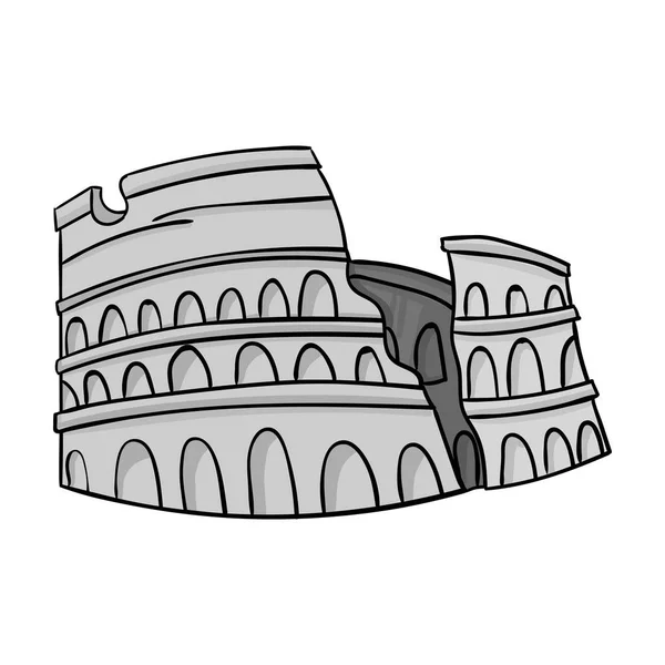 Colosseo in Italia icona in stile monocromatico isolata su sfondo bianco. Italia paese simbolo stock vettore illustrazione . — Vettoriale Stock