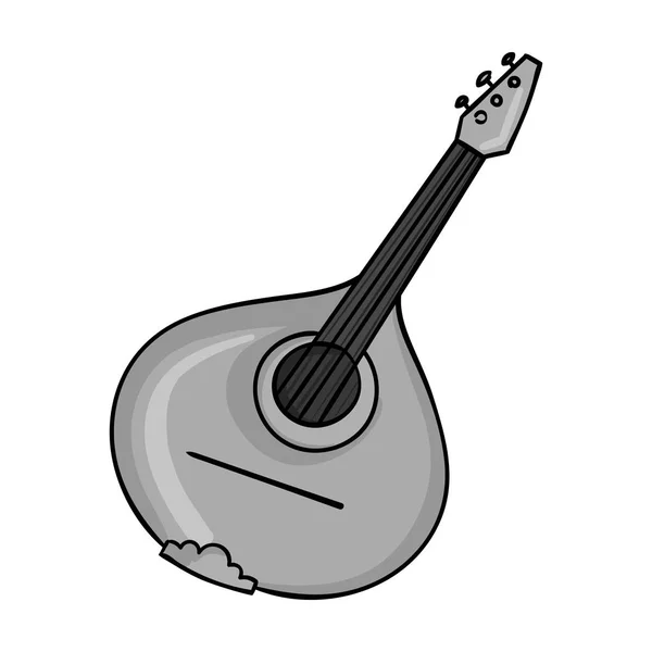Italian mandolin icon in monochrome style isolated on white background. Italy country symbol stock vector illustration. — Stock Vector