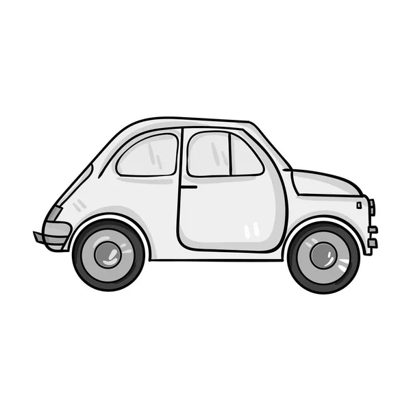Mobil retro Italia dari ikon Italia dalam gaya monokrom terisolasi pada latar belakang putih. Ilustrasi vektor stok simbol negara Italia . - Stok Vektor