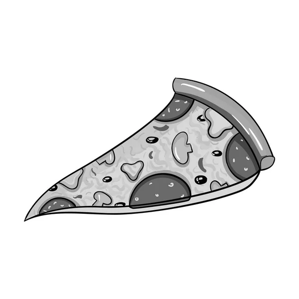 Icono de pizza italiana en estilo monocromo aislado sobre fondo blanco. Italia país símbolo stock vector ilustración . — Vector de stock