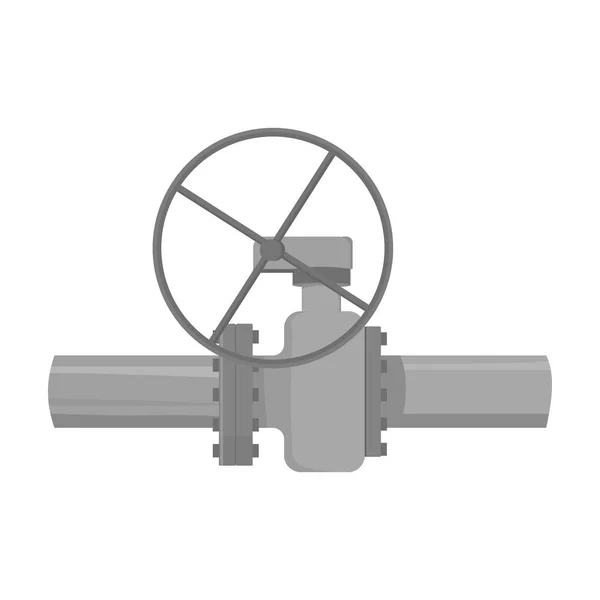 Tubo olio con icona valvola in stile monocromatico isolato su fondo bianco. Illustrazione del vettore stock simbolo dell'industria petrolifera . — Vettoriale Stock