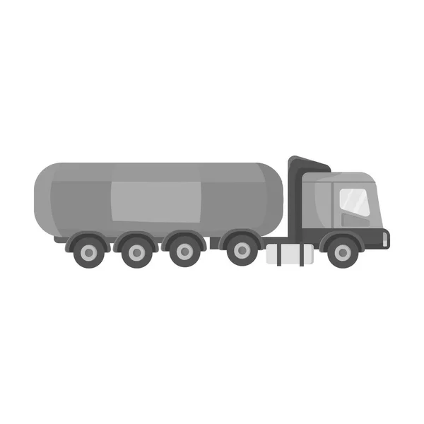 Icono de camión tanque de aceite en estilo monocromo aislado sobre fondo blanco. Industria petrolera símbolo stock vector ilustración . — Vector de stock
