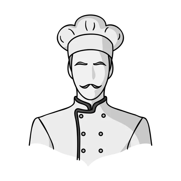 Ресторан икона шеф-повара в монохромном стиле изолированы на белом фоне. Векторная иллюстрация символов ресторана . — стоковый вектор