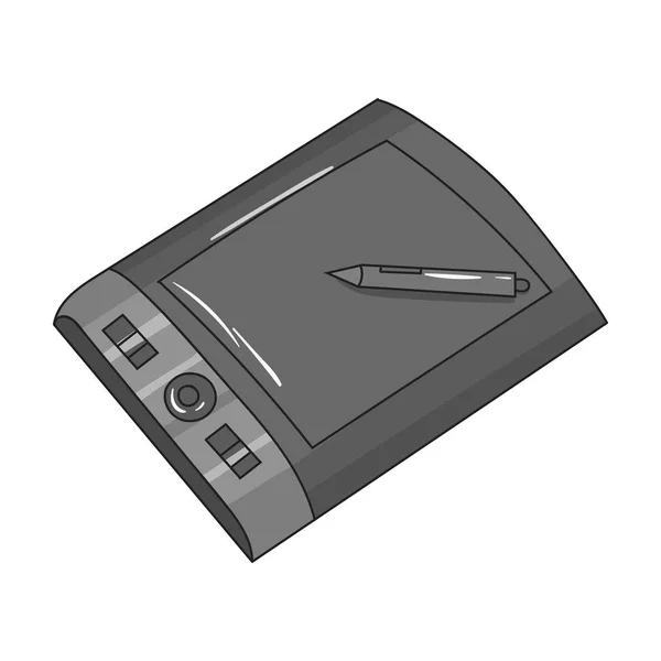 Tableta de dibujo con ícono de lápiz en estilo monocromo aislado sobre fondo blanco. Artista y dibujo símbolo stock vector ilustración . — Vector de stock