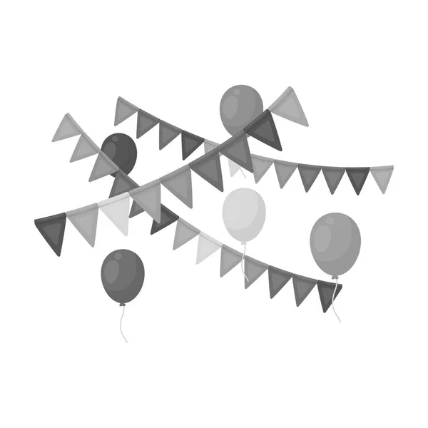 Party ikona flagi i balony w stylu monochromatyczne na białym tle. Zdarzenia usługi symbol Stockowa ilustracja wektorowa. — Wektor stockowy