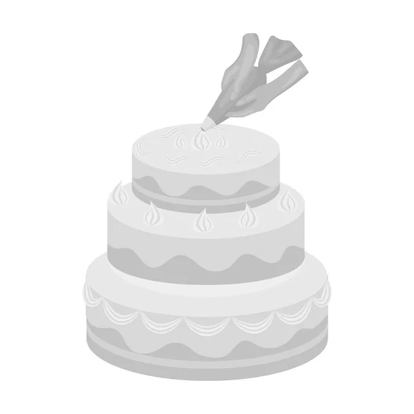 Decoración de icono de pastel de cumpleaños en estilo monocromo aislado sobre fondo blanco. Evento servicio símbolo stock vector ilustración . — Archivo Imágenes Vectoriales