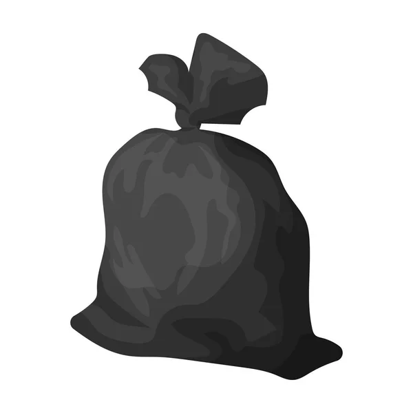 Icono de bolsa de basura en estilo monocromo aislado sobre fondo blanco. Basura y basura símbolo stock vector ilustración . — Vector de stock