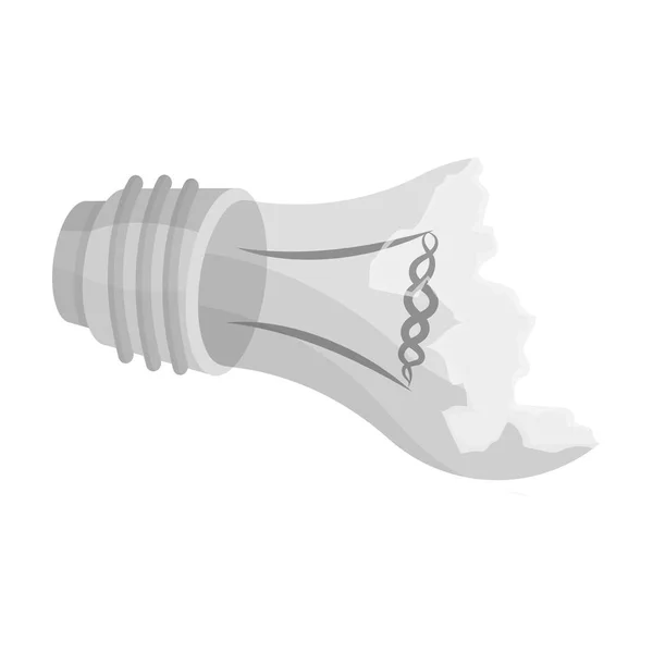 Kaputtes Glühbirnen-Symbol im monochromen Stil isoliert auf weißem Hintergrund. Trash und Garbage Symbol Aktienvektor Illustration. — Stockvektor