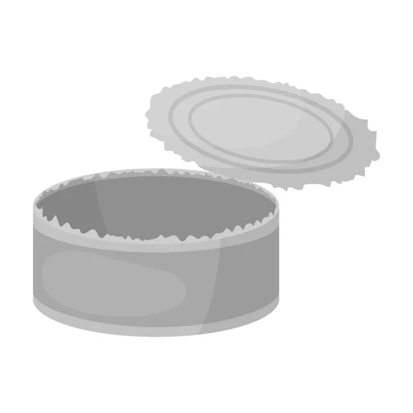 Barattolo di metallo aperto icona in stile monocromatico isolato su sfondo bianco. Illustrazione vettoriale del simbolo della spazzatura e della spazzatura . — Vettoriale Stock