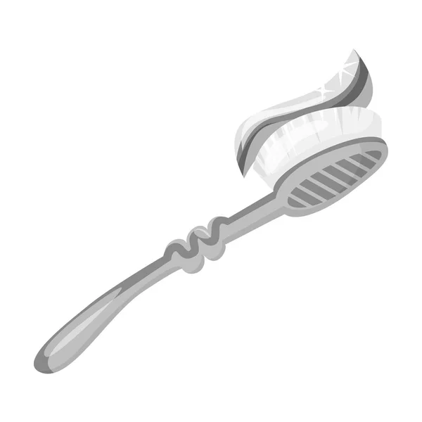 Brosse à dents avec icône de dentifrice dans un style monochrome isolé sur fond blanc. Illustration vectorielle du symbole de soins dentaires . — Image vectorielle