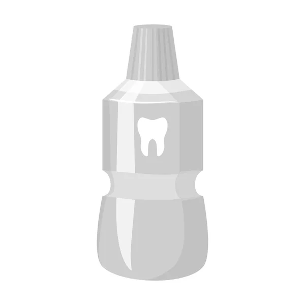 Бутылка жидкости для полоскания рта в монохромном стиле изолирована на белом фоне. Векторная иллюстрация символов стоматологической помощи . — стоковый вектор