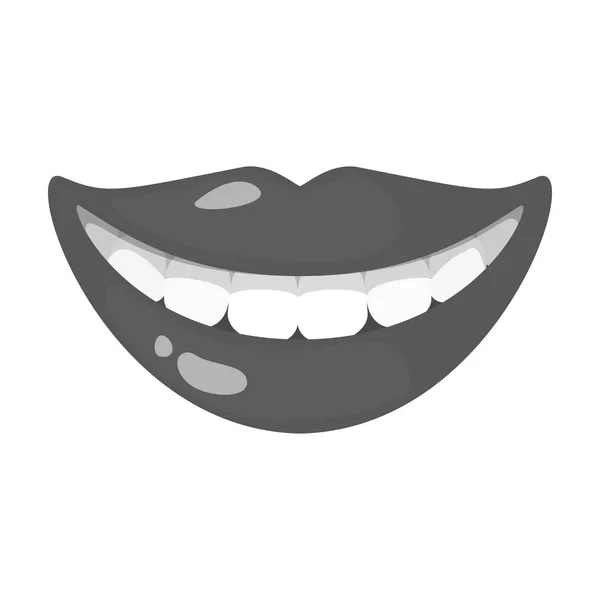Sonrisa con ícono de dientes blancos en estilo monocromo aislado sobre fondo blanco. cuidado dental símbolo stock vector illustration.s — Archivo Imágenes Vectoriales
