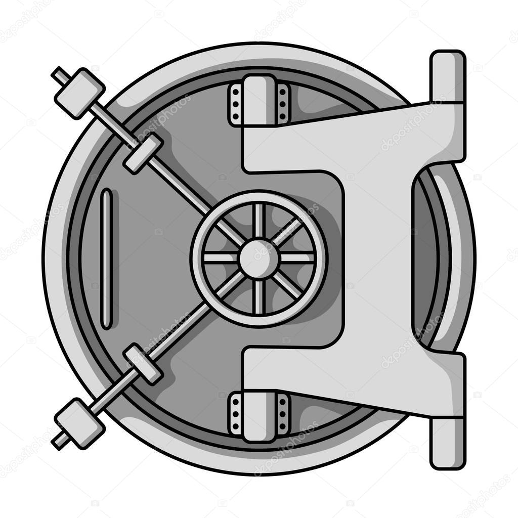 Bank vault icon in monochrome style isolated on white background. Money and finance symbol vector illustration.