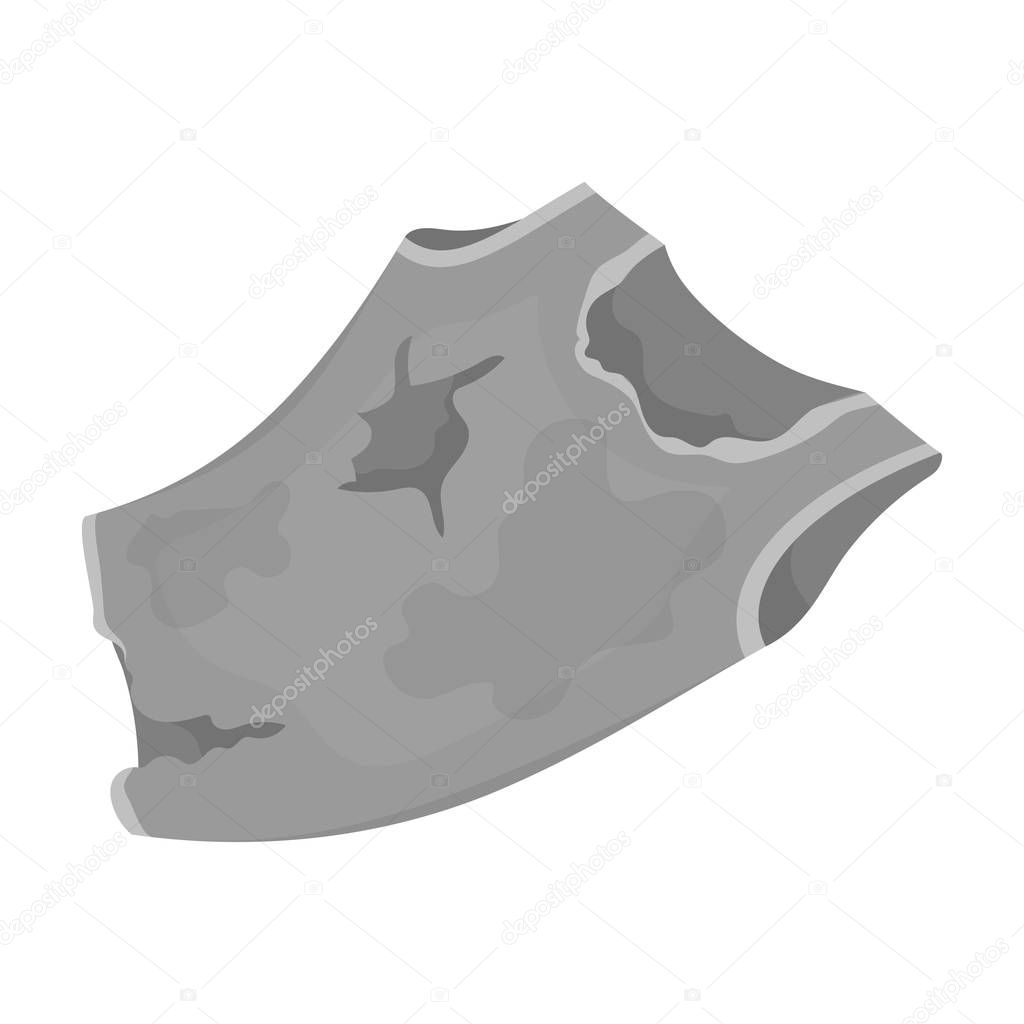 Torn t-shirt icon in monochrome style isolated on white background. Trash and garbage symbol vector illustration.