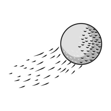 Tek renkli stil beyaz arka plan üzerinde izole uçan golf topu simgesini. Golf Kulübü sembol stok vektör çizim.