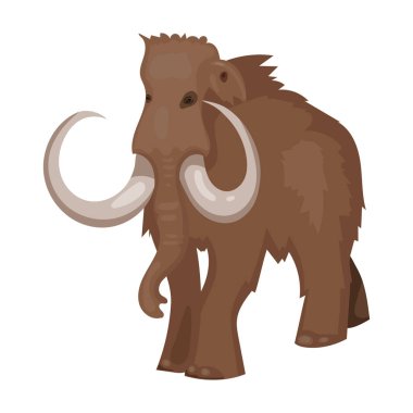 Beyaz arka plan üzerinde izole karikatür tarzı yünlü mamut simgesini. Taş Devri sembol stok vektör çizim.