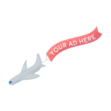 Hava reklam simgesi beyaz arka plan üzerinde izole karikatür tarzı. Reklam sembol stok vektör çizim.